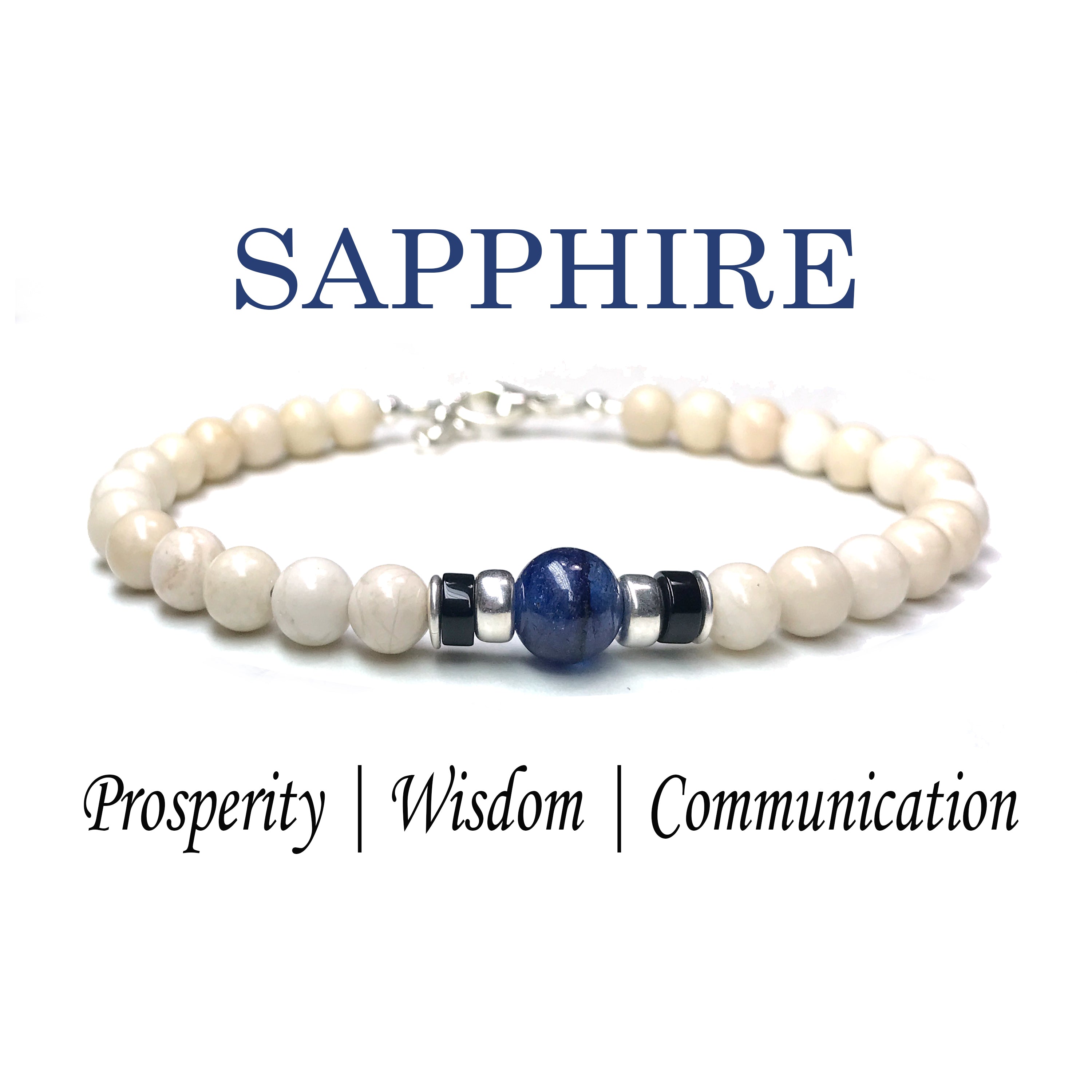 Personalized Monogram Bracelet, September Birthstone Jewelry, Sapphire Birthday Gift, Plus to Petite Sizing, All 2024 Stainless Steel