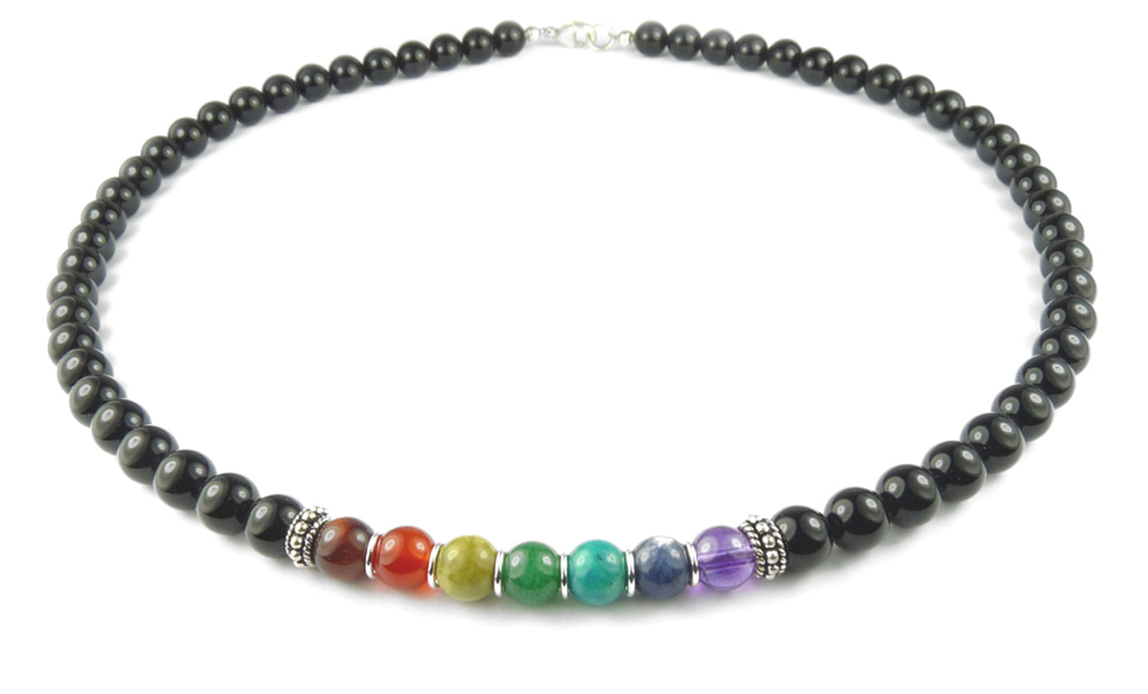 7 Chakra Crystal Bead Necklace, Personalised Silver Chain, Healing Rai –  The Dreaming Buddha
