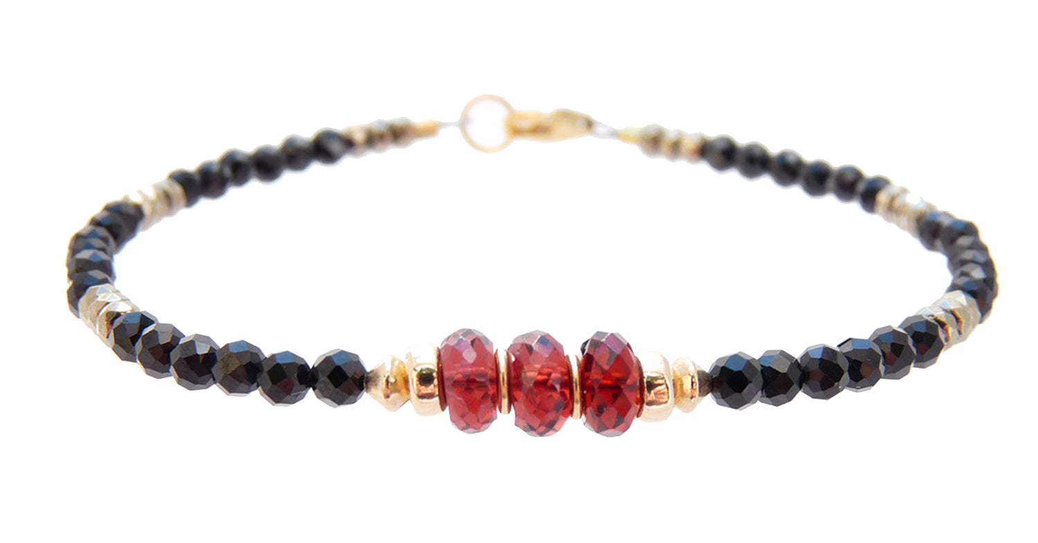 Garnet gemstone bracelet/ Almandine Garnet/ sparkle CZ/ hot bracelet