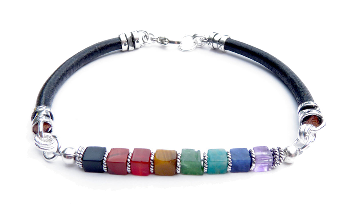 Leather deals chakra bracelet