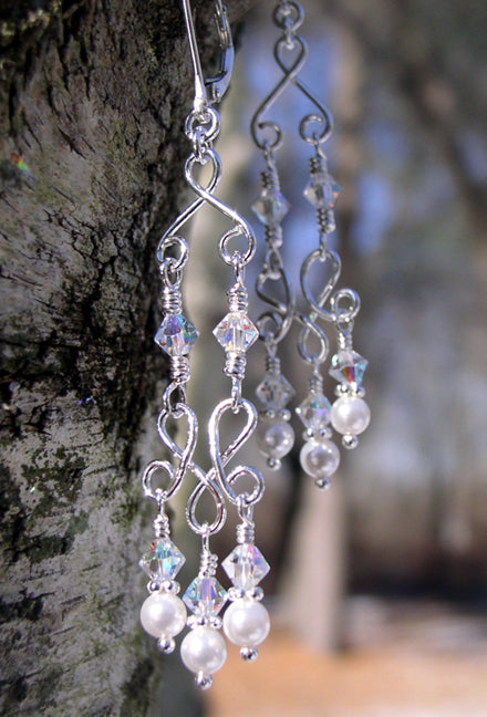 Sterling Silver Filigree Chandelier Earrings - Silver Dance | NOVICA