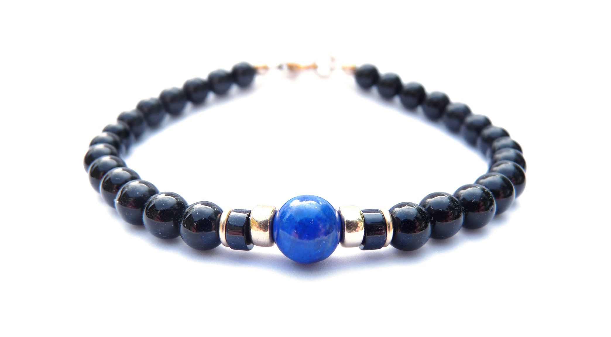 Lapis Lazuli Mens Birthstone Bracelet, December Birthstone Jewelry, Bl
