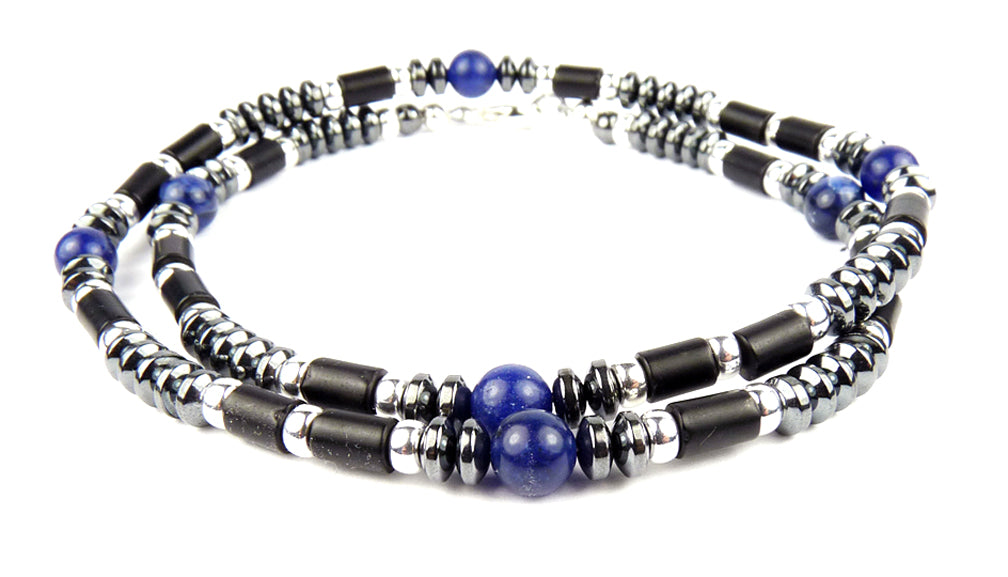 15-PERSONAL POWER Mens Beaded Necklace, Handmade Lapis Lazuli Necklace